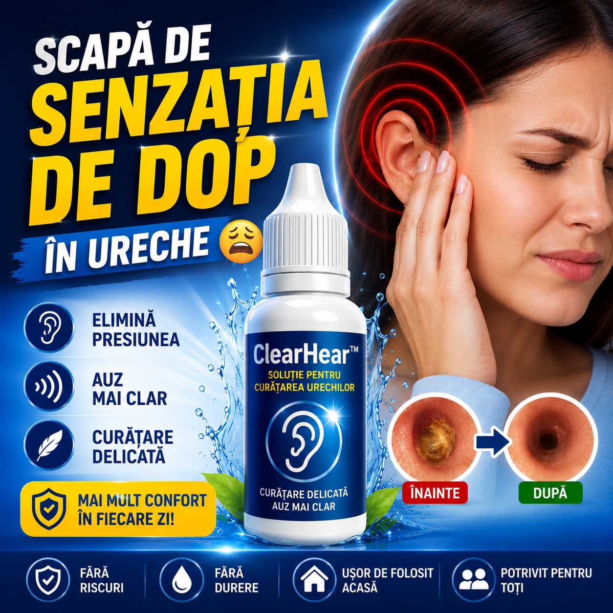 Soluție Pentru Curățarea Urechilor ClearHear™ – Auzi Clar Din Nou