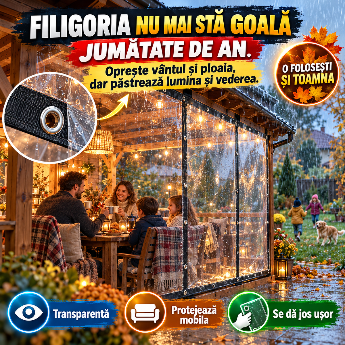 Prelată Transparentă Pentru Terasă Și Balcon ClearTerrace™