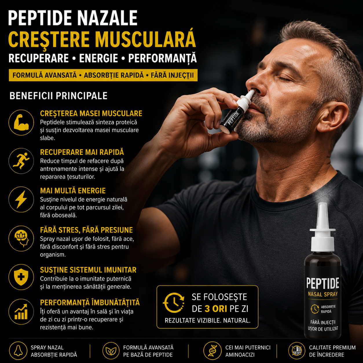 Spray Nazal cu Peptide pentru Creșterea Mușchilor