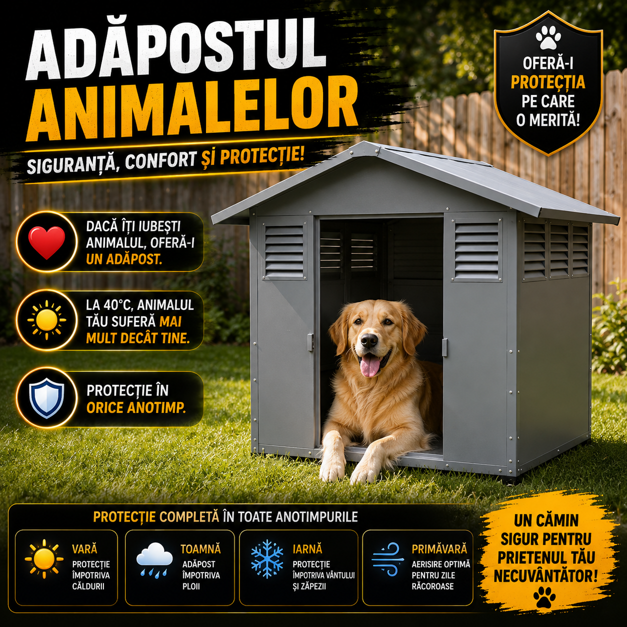 Adăpost Exterior Pentru Animale SafeHouse™