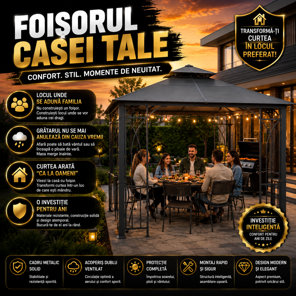 Foișor Elegant Pentru Curte FamilyGarden™